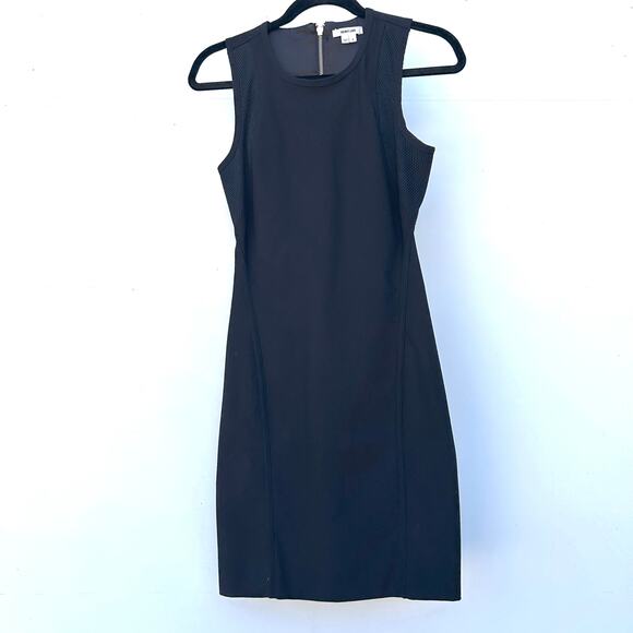 Helmut Lang Designer Mesh Cut-Out Bodycon Mini Dress Black Cut Outs 2 Stretchy - Picture 2 of 8